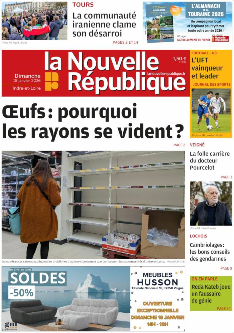 Portada de La Nouvelle Republique (Francia)