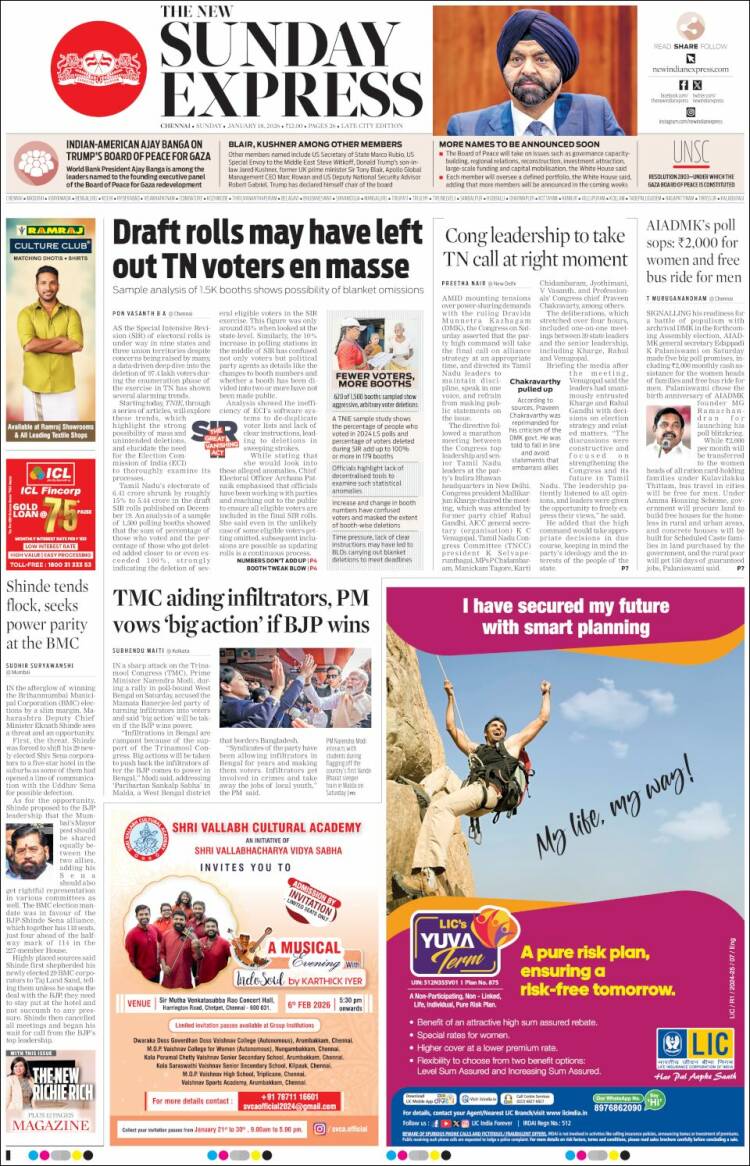 Portada de New Indian Express (India)
