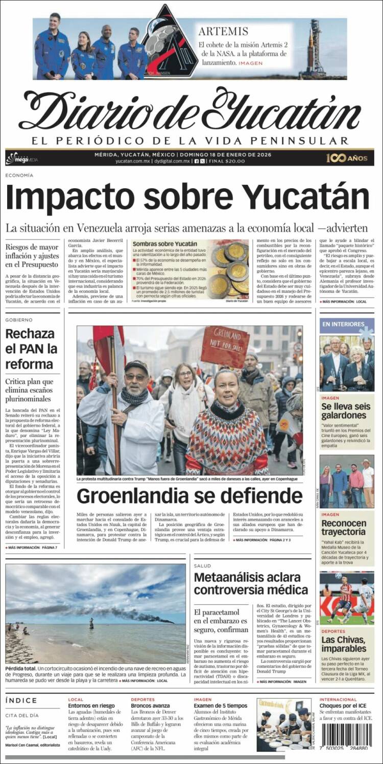 Portada de Diario de Yucatán (M&eacute;xico)