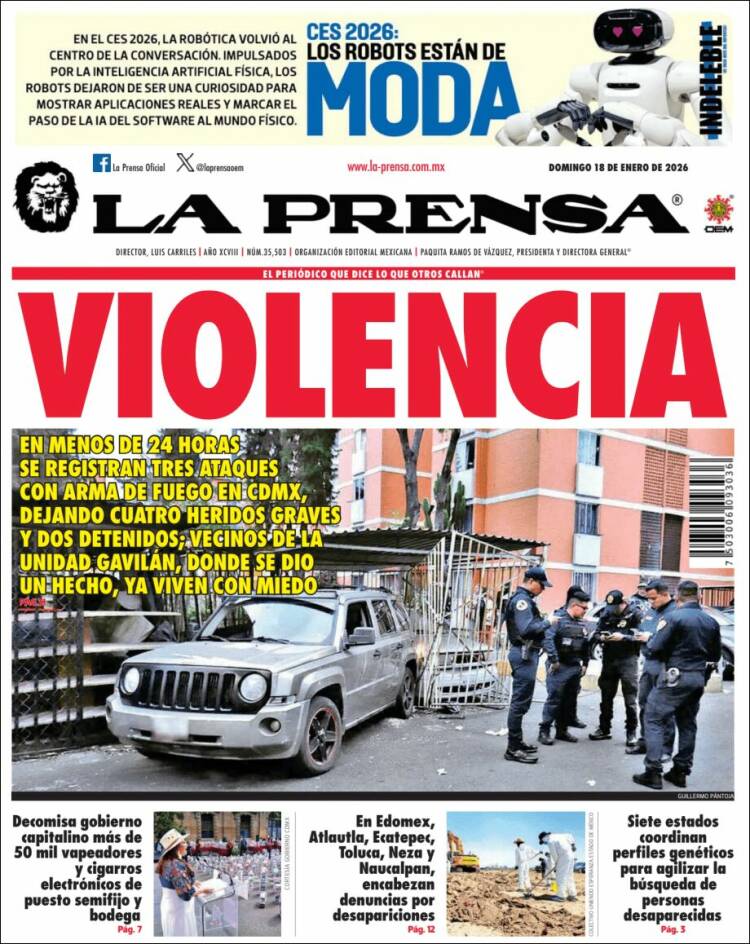 Portada de La Prensa (M&eacute;xico)