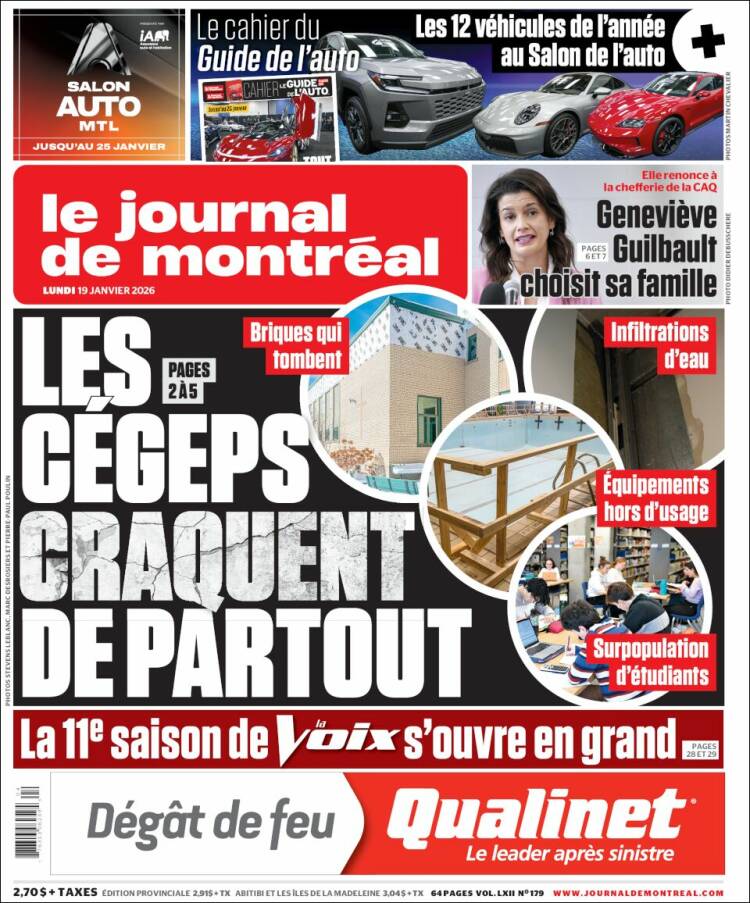 Portada de Le Journal de Montréal (Canad&aacute;)