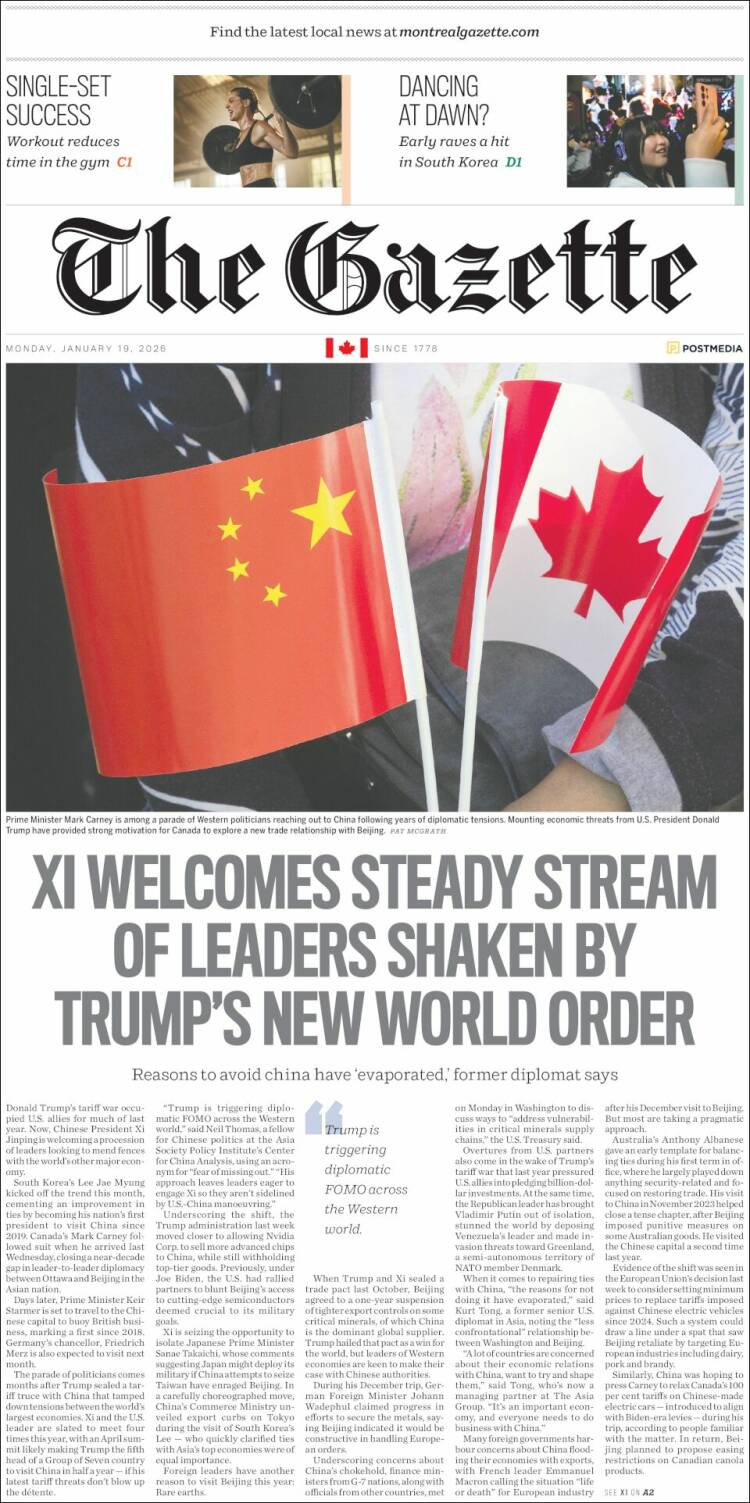 Portada de The Gazette (Canad&aacute;)