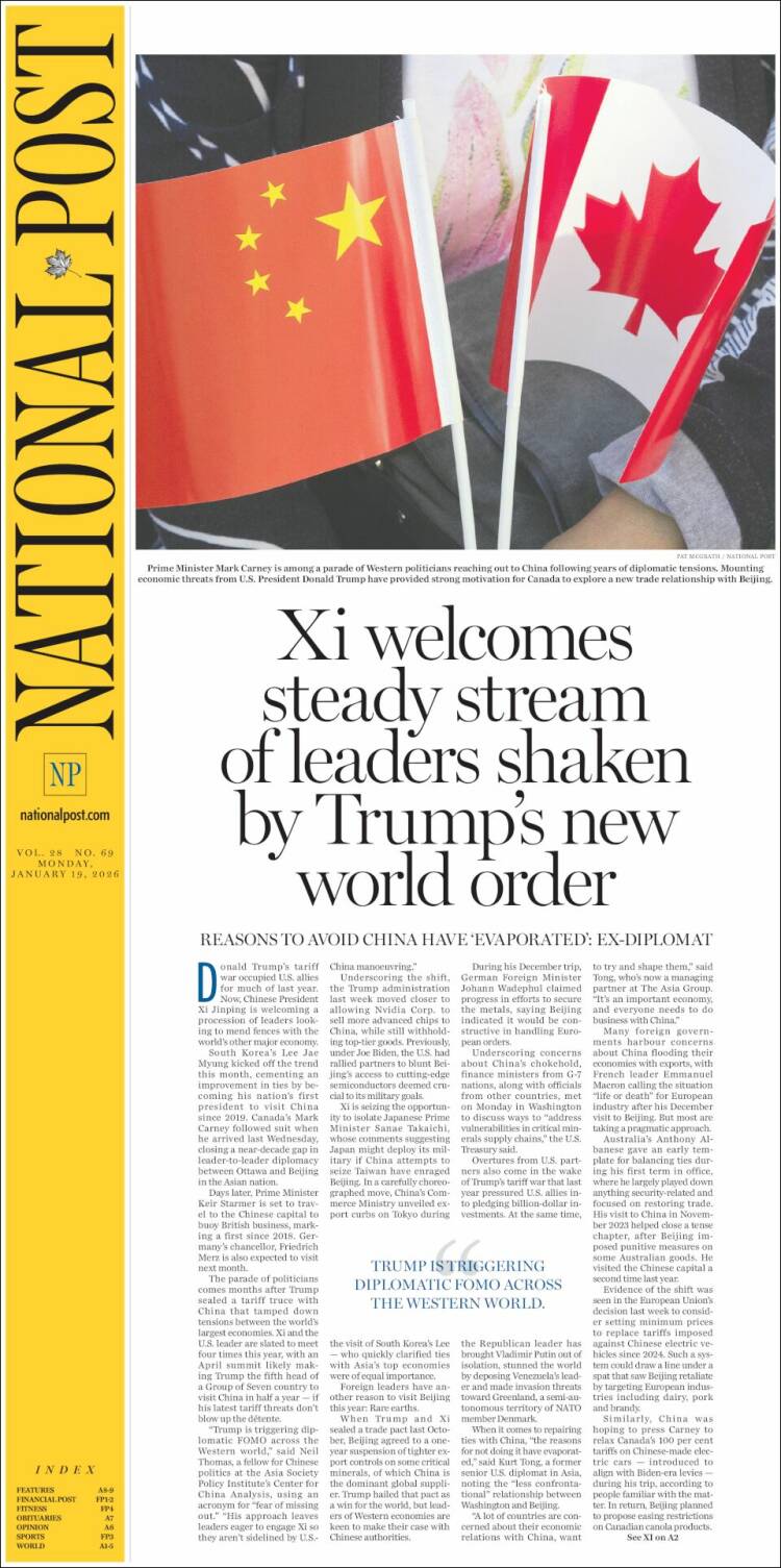 Portada de The National Post (Canad&aacute;)
