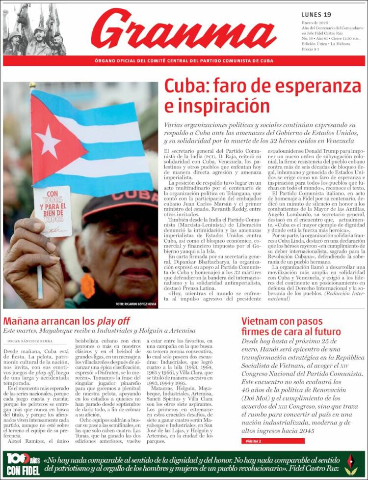 Portada de Granma (Cuba)