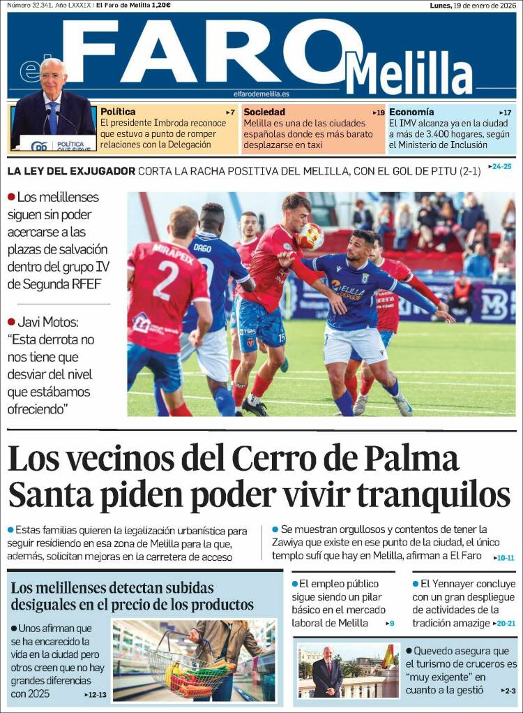 Portada de El Faro de Melilla (Espa&ntilde;a)