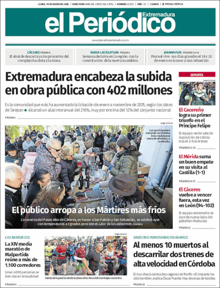 Portada de El Periódico de Extremadura (Espa&ntilde;a)