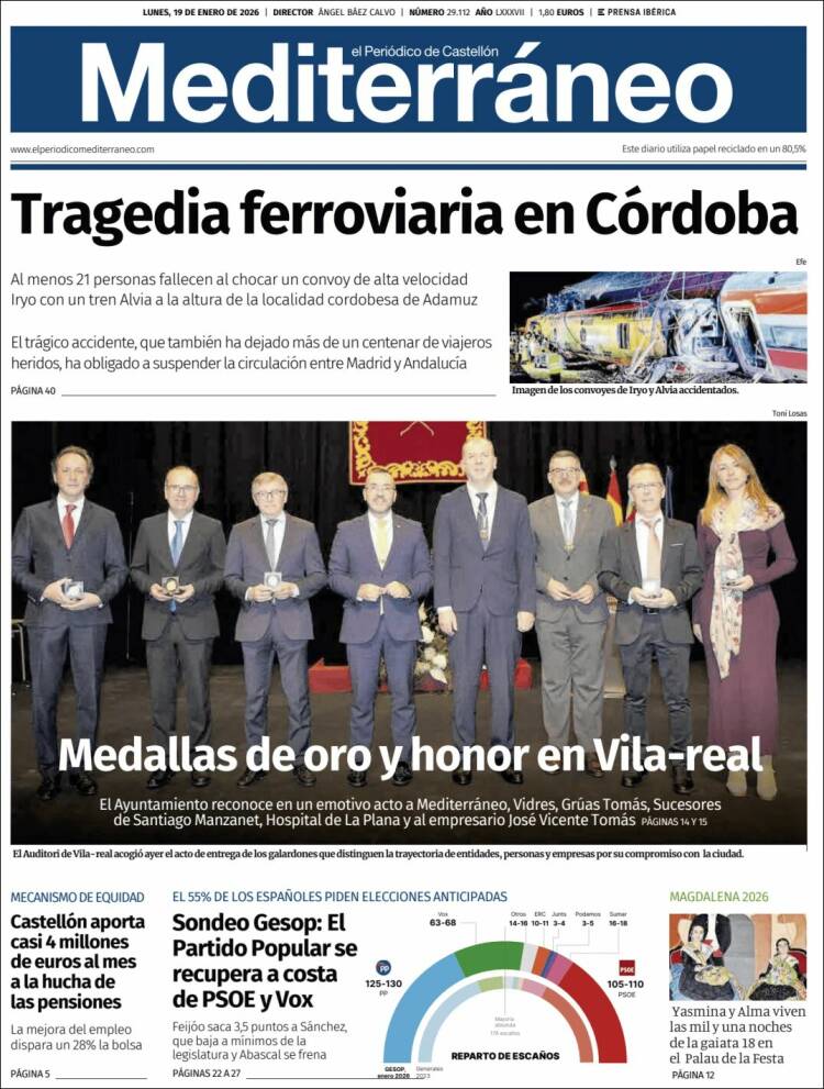 Portada de El Periódico Mediterraneo (Espa&ntilde;a)