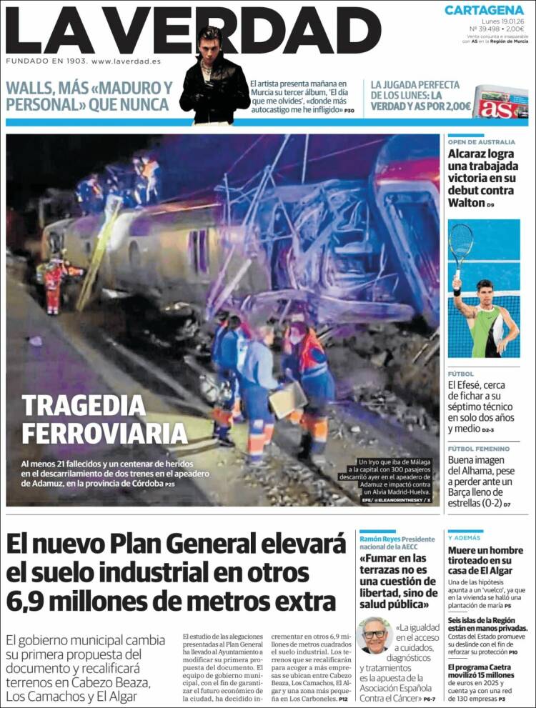 Portada de La Verdad de Cartagena (Espa&ntilde;a)