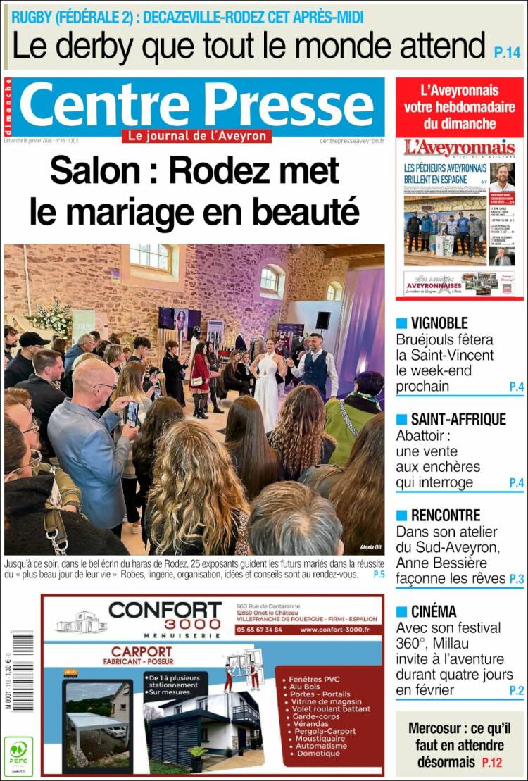 Portada de Centre Presse (Francia)