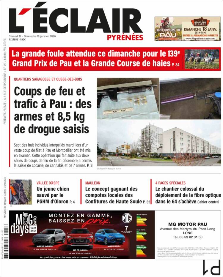 Portada de L'Eclair des Pyrénées (Francia)