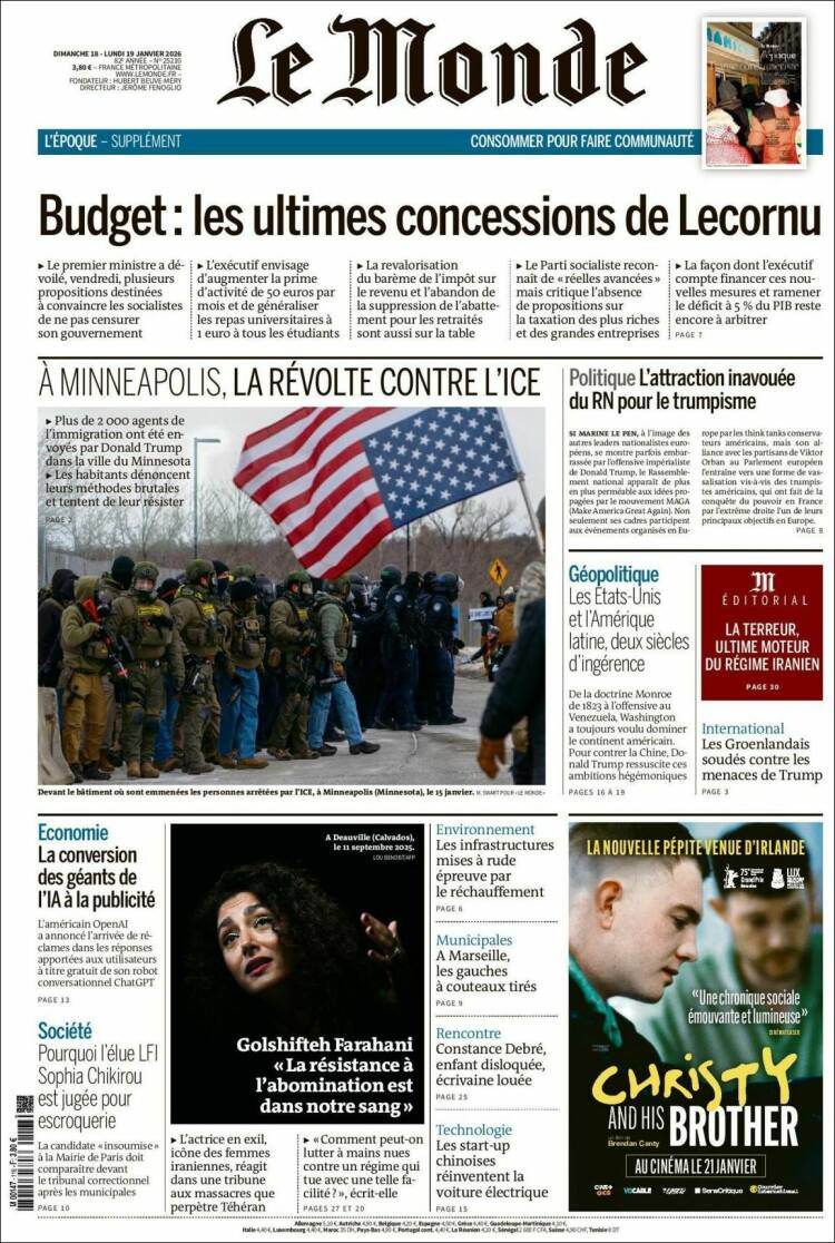 Portada de Le Monde (Francia)