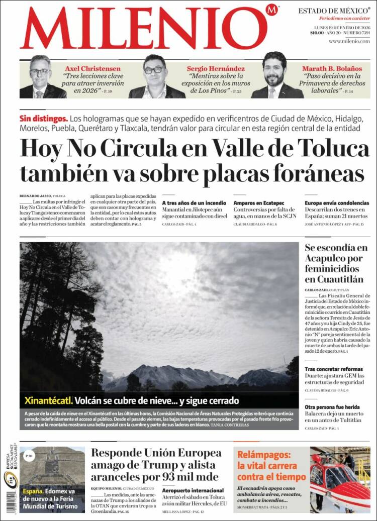 Portada de Milenio - Estado de México (M&eacute;xico)