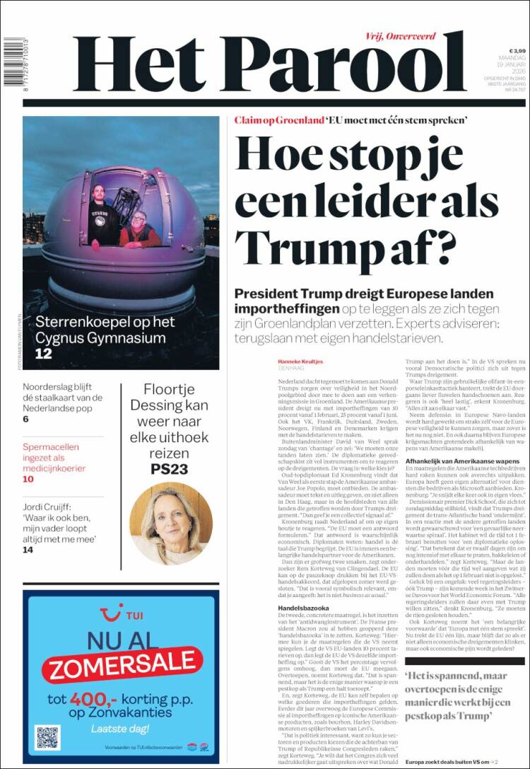 Portada de Het Parool (Pa&iacute;ses Bajos)