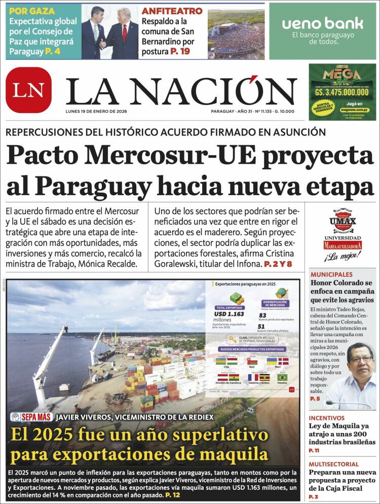 Portada de La Nación (Paraguay)