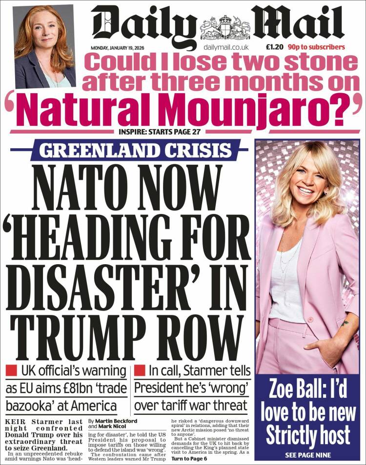Portada de Daily Mail (Reino Unido)