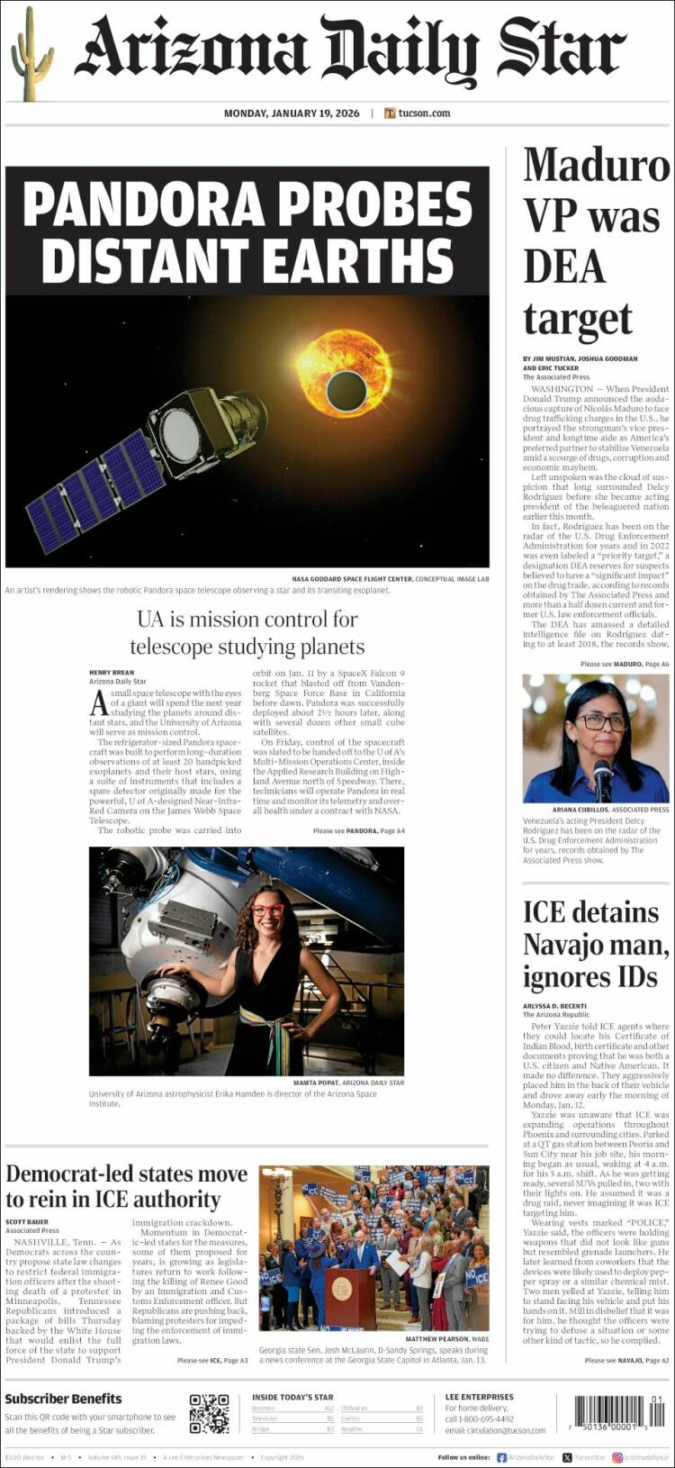 Portada de Arizona Daily Star (USA)