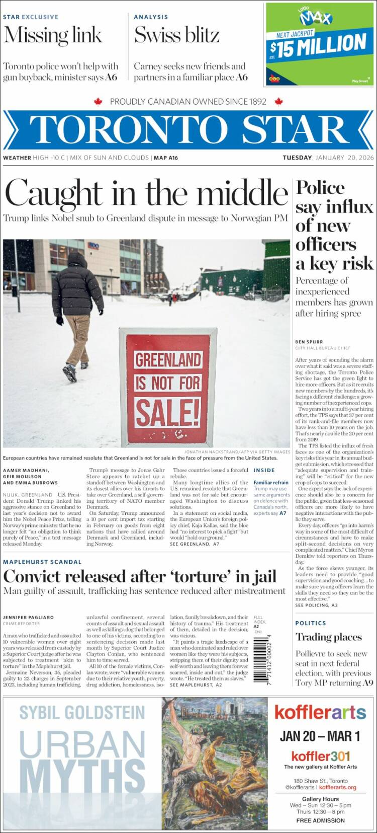 Portada de The Toronto Star (Canad&aacute;)