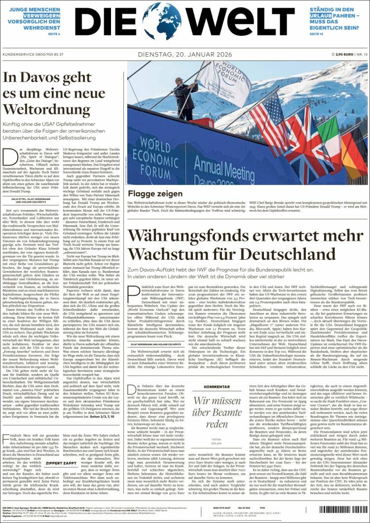 Portada de Die Welt (Alemania)
