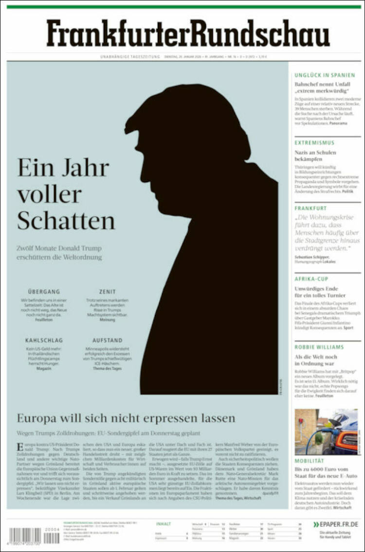 Portada de Frankfurter Rundschau (Alemania)