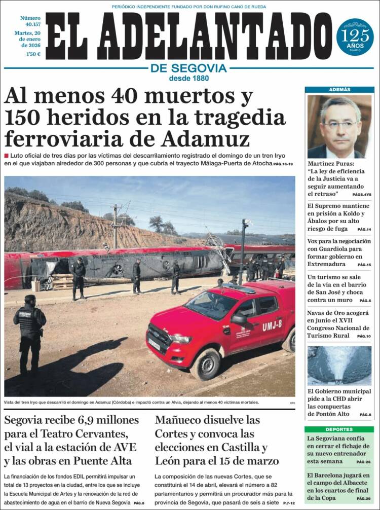 Portada de El Adelantado de Segovia (Espa&ntilde;a)