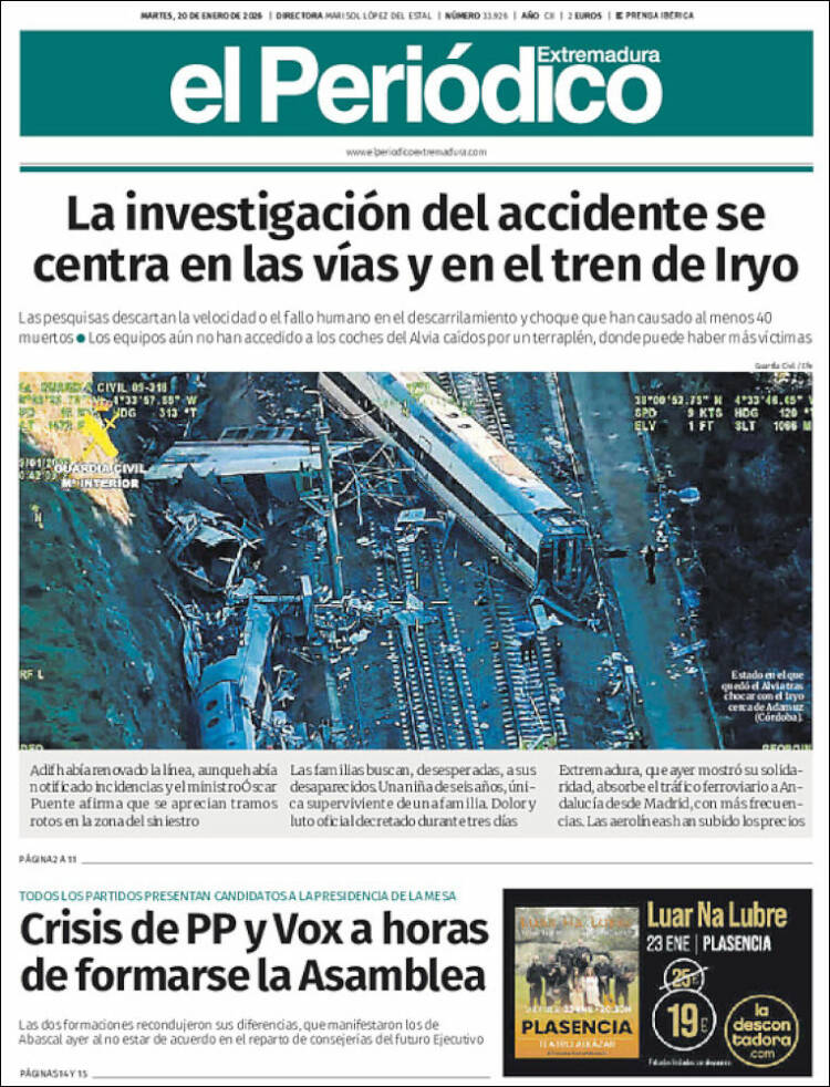 Portada de El Periódico de Extremadura (Espa&ntilde;a)