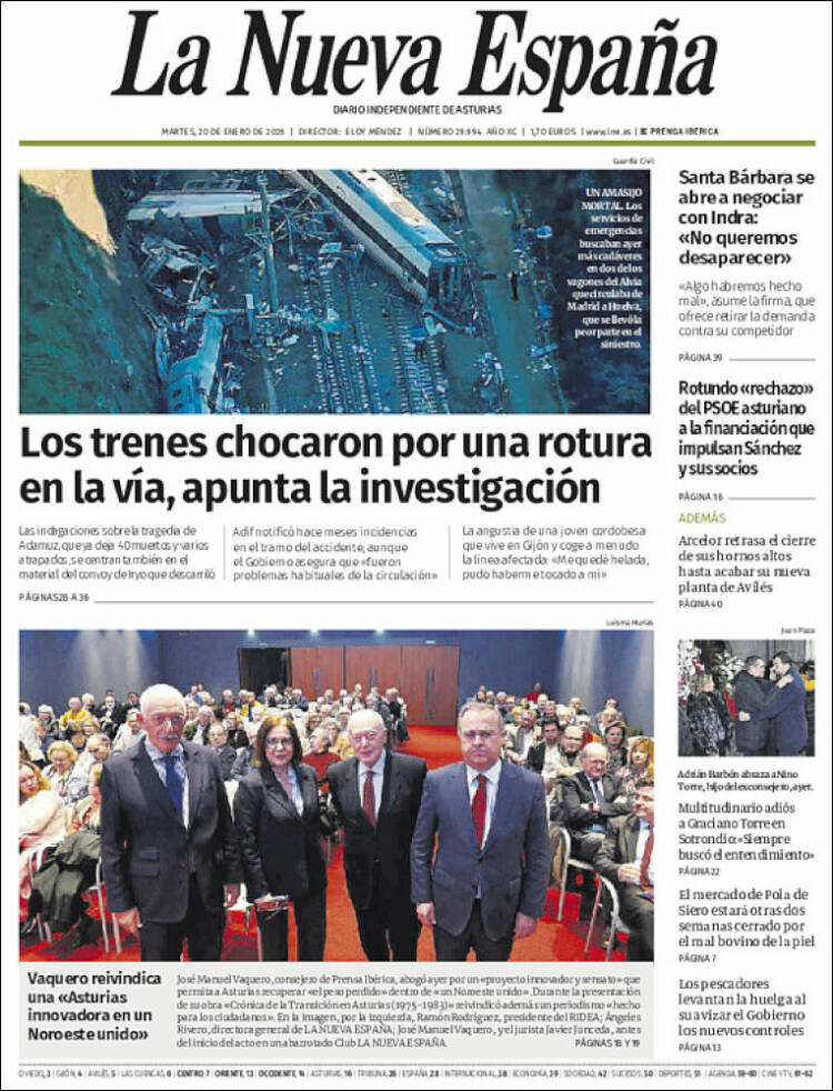 Portada de La Nueva España (Espa&ntilde;a)