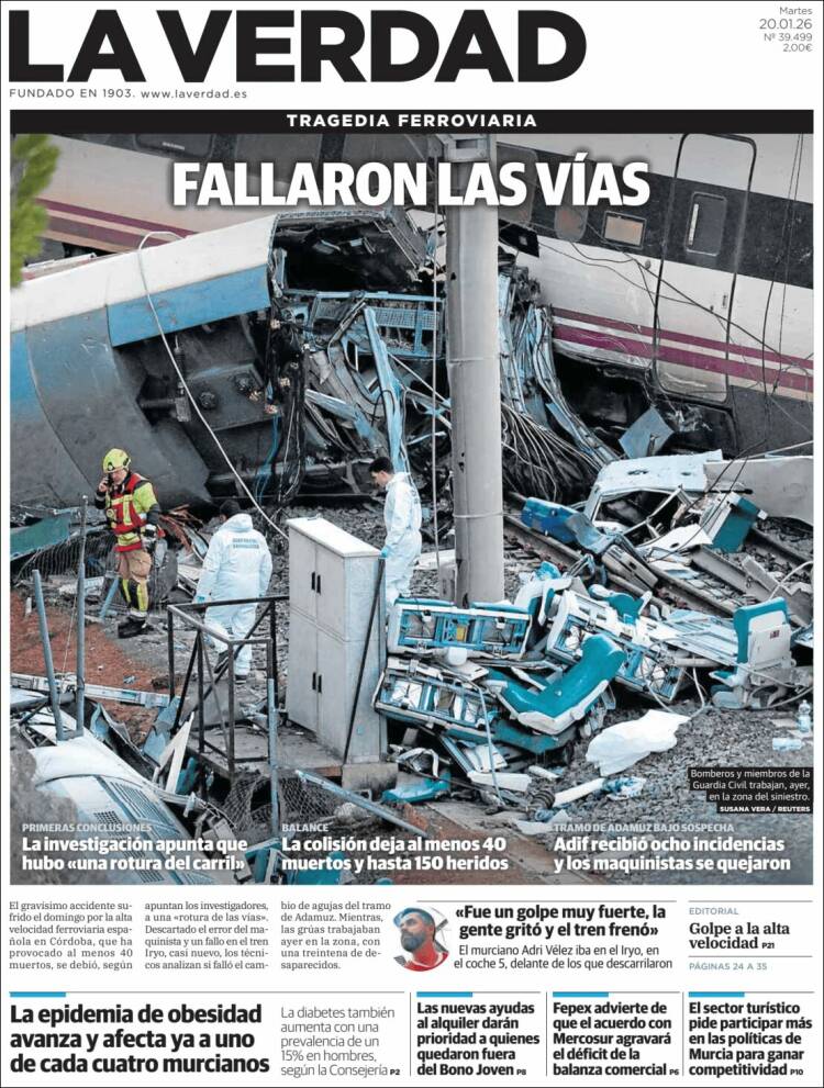 Portada de La Verdad de Murcia (Espa&ntilde;a)