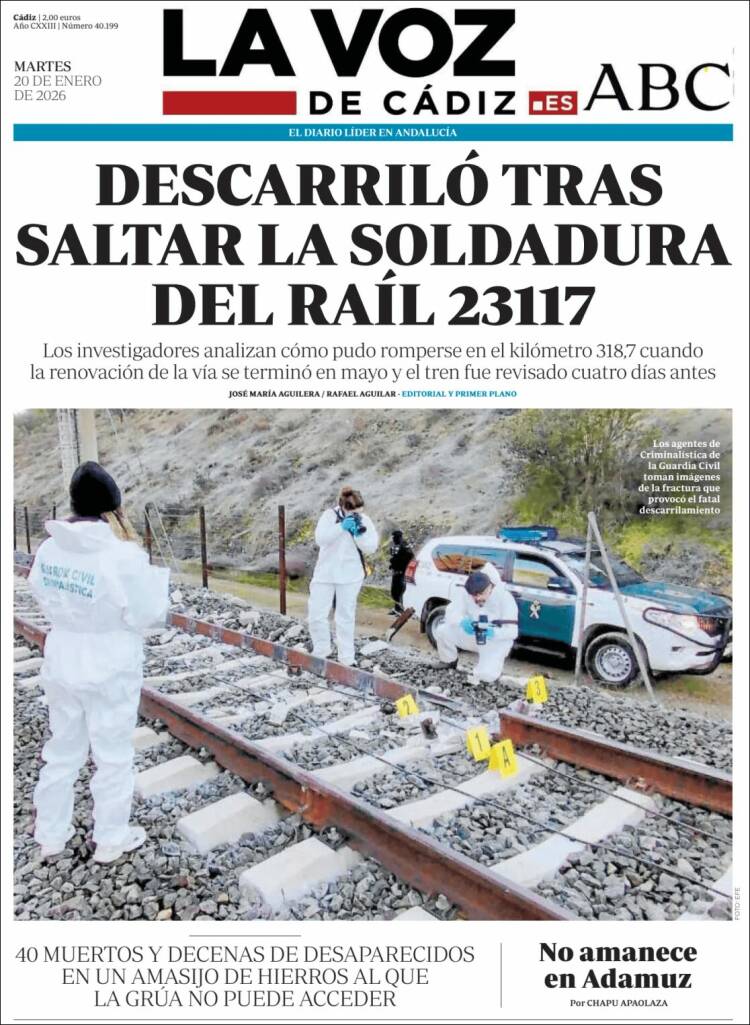 Portada de La Voz de Cádiz (Espa&ntilde;a)