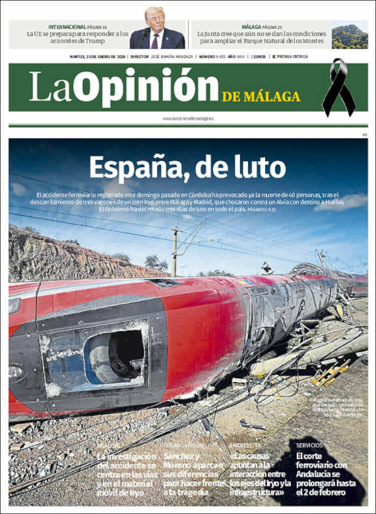 Portada de La Opinión de Málaga (Espa&ntilde;a)