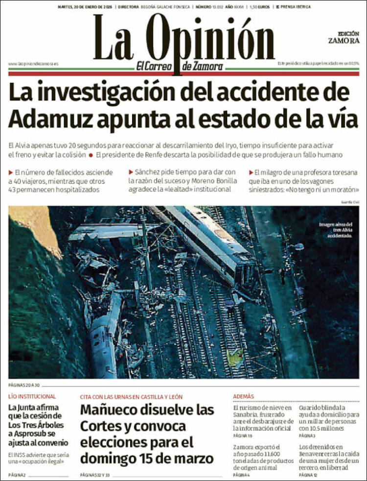 Portada de La Opinión - El Correo de Zamora (Espa&ntilde;a)