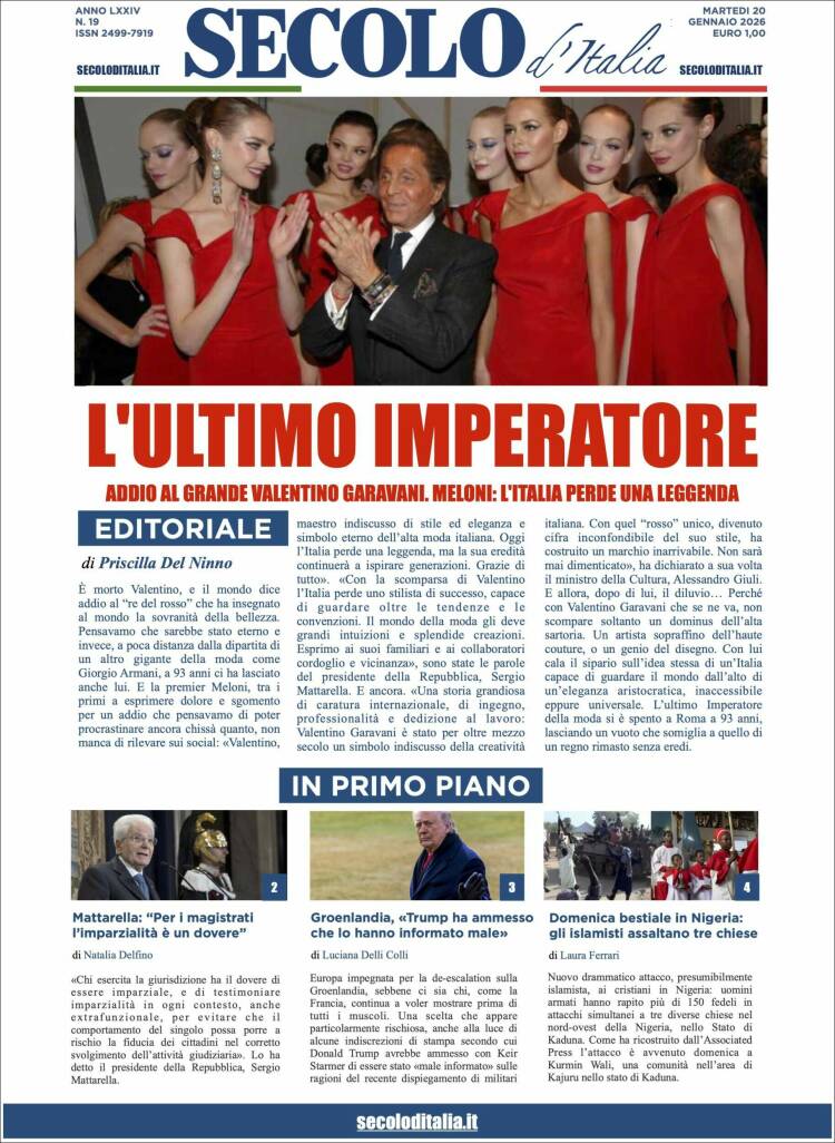 Portada de Secolo d'Italia (Italia)