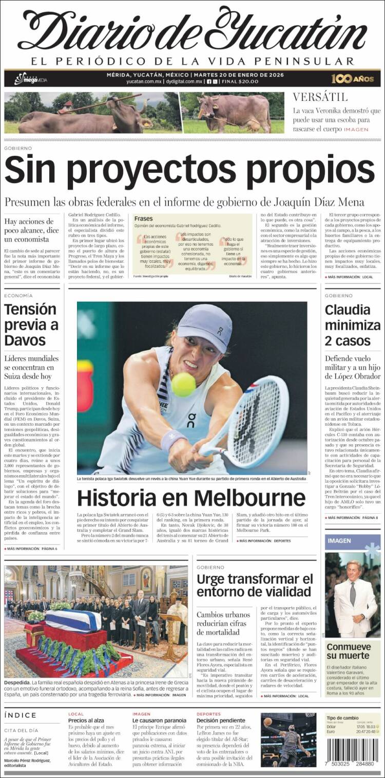 Portada de Diario de Yucatán (M&eacute;xico)