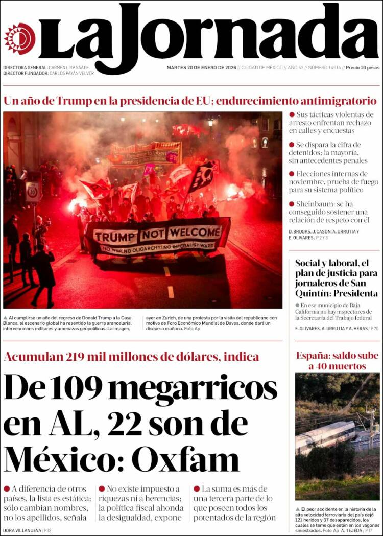 Portada de La Jornada (M&eacute;xico)