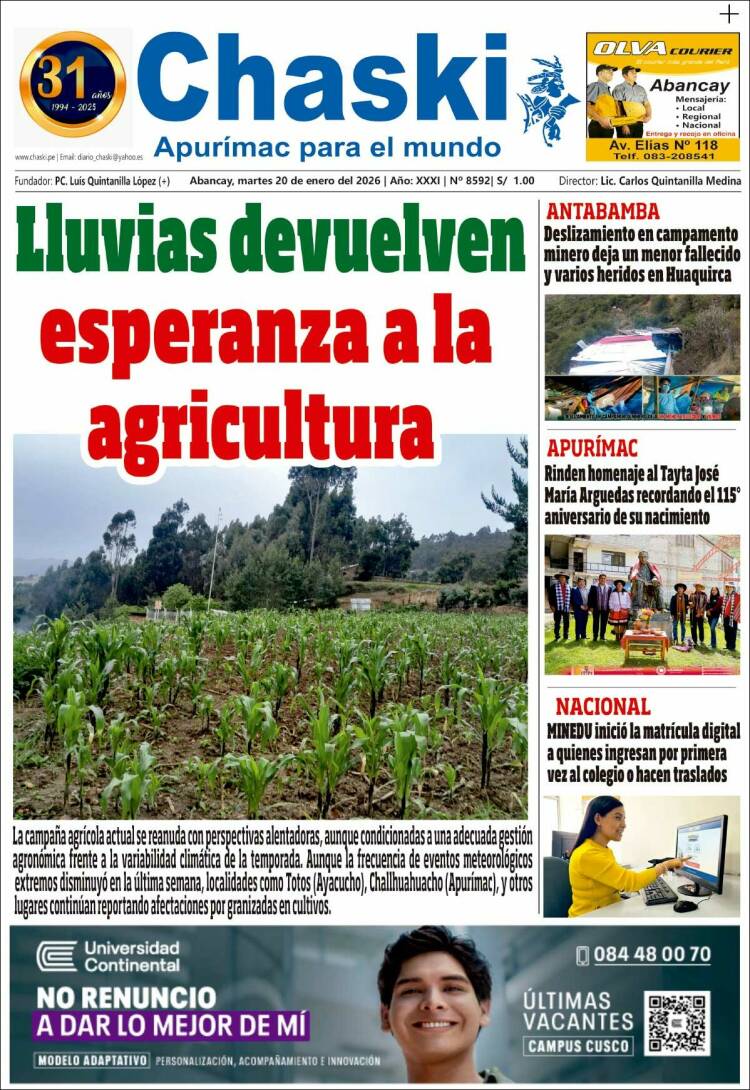 Portada de Diario Chaski (Per&uacute;)
