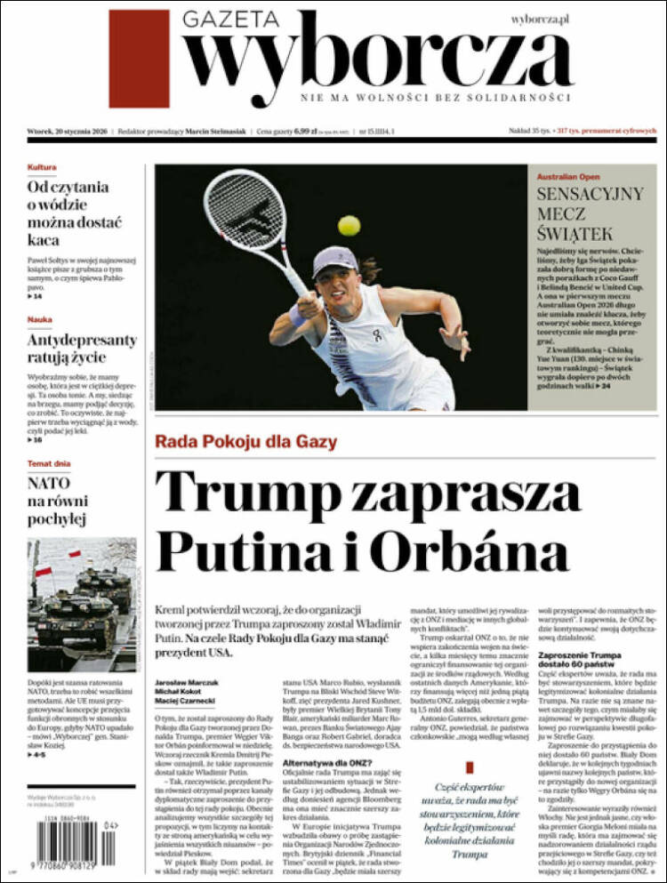 Portada de Gazeta Wyborcza (Polonia)