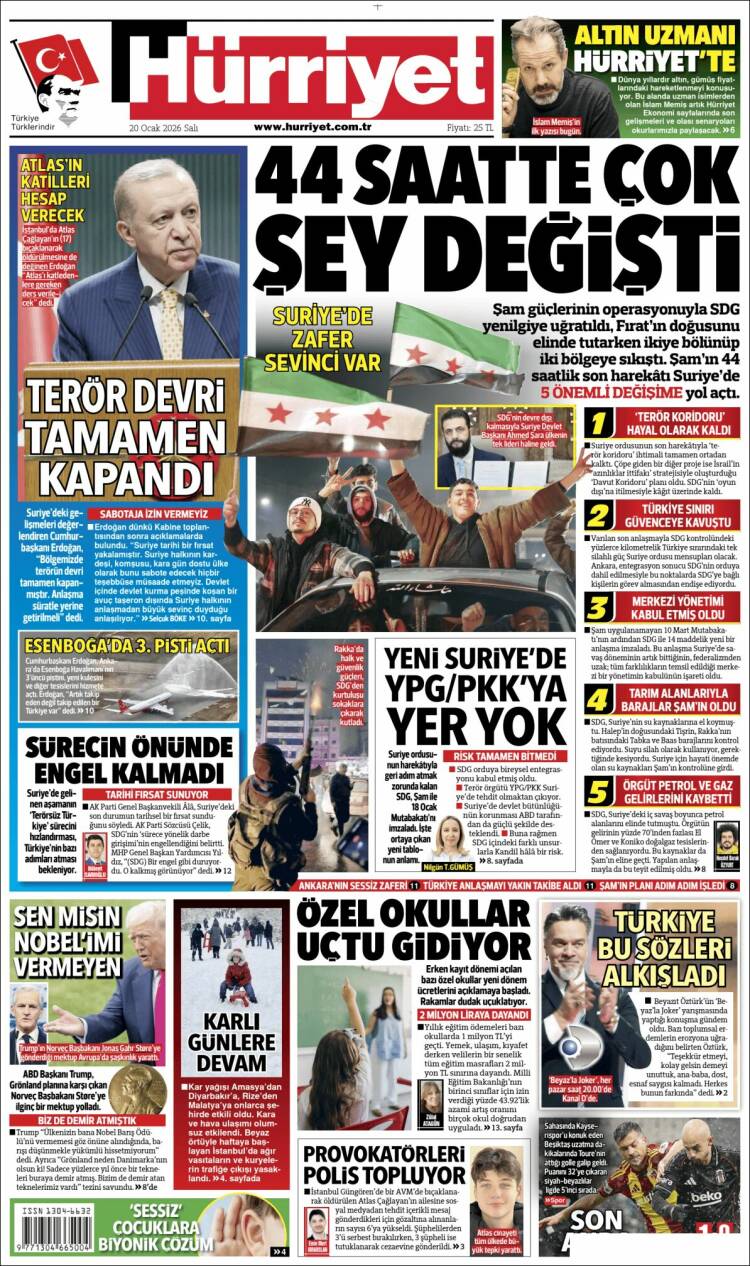 Portada de Hürriyet (Turqu&iacute;a)