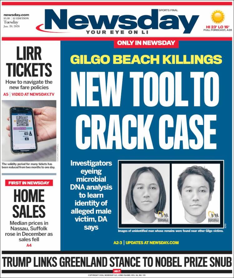Portada de Newsday (USA)