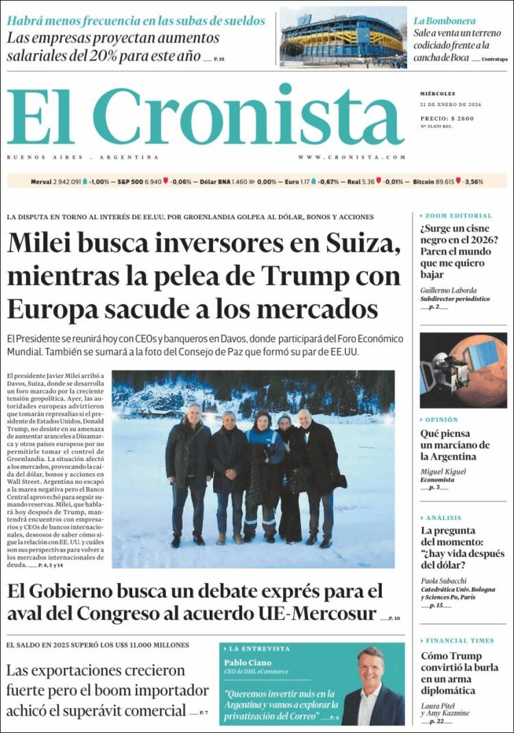 Portada de El Cronista Comercial (Argentina)