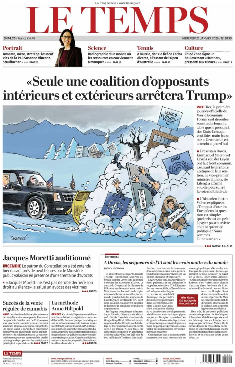 Portada de Le Matin (Suiza)