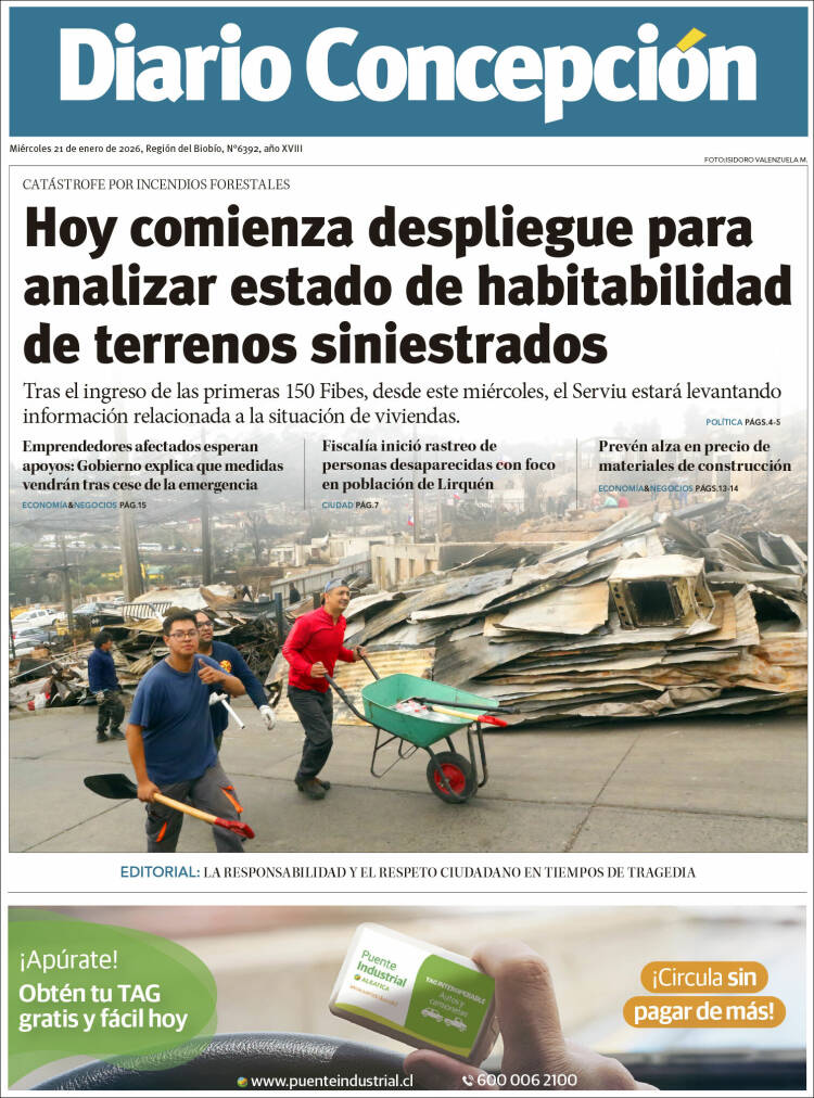Portada de Diario de Concepción (Chile)