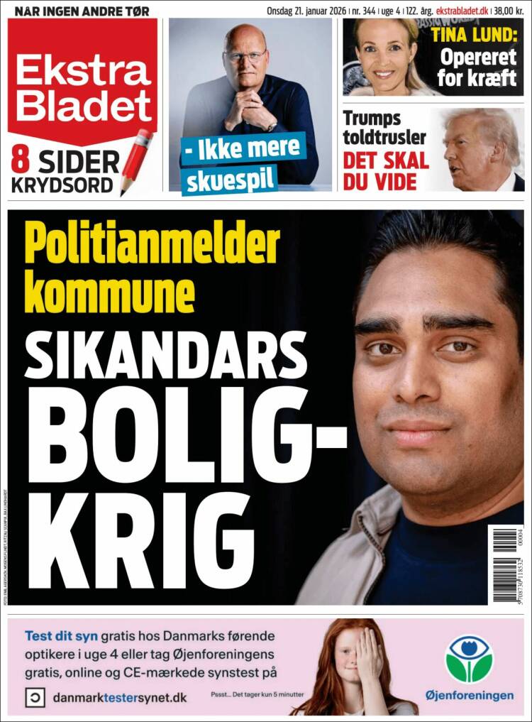 Portada de Ekstra Bladet (Dinamarca)