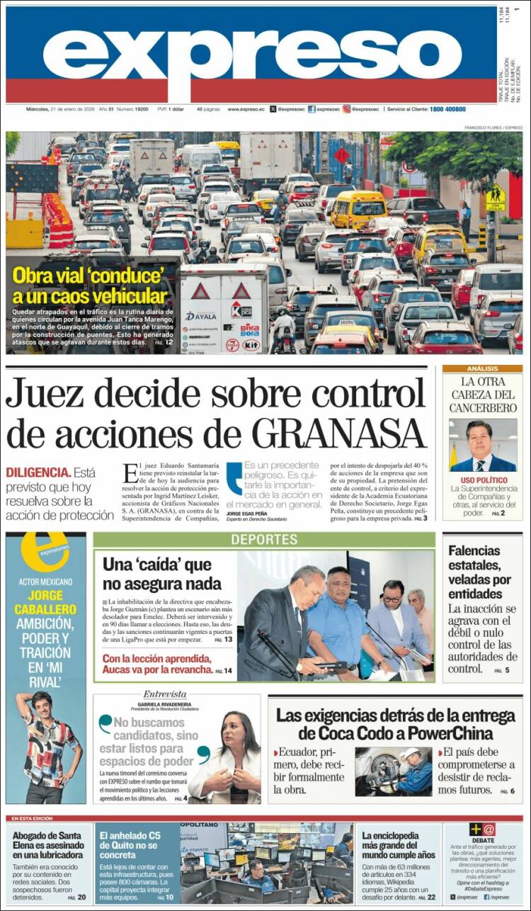 Portada de Expreso (Ecuador)