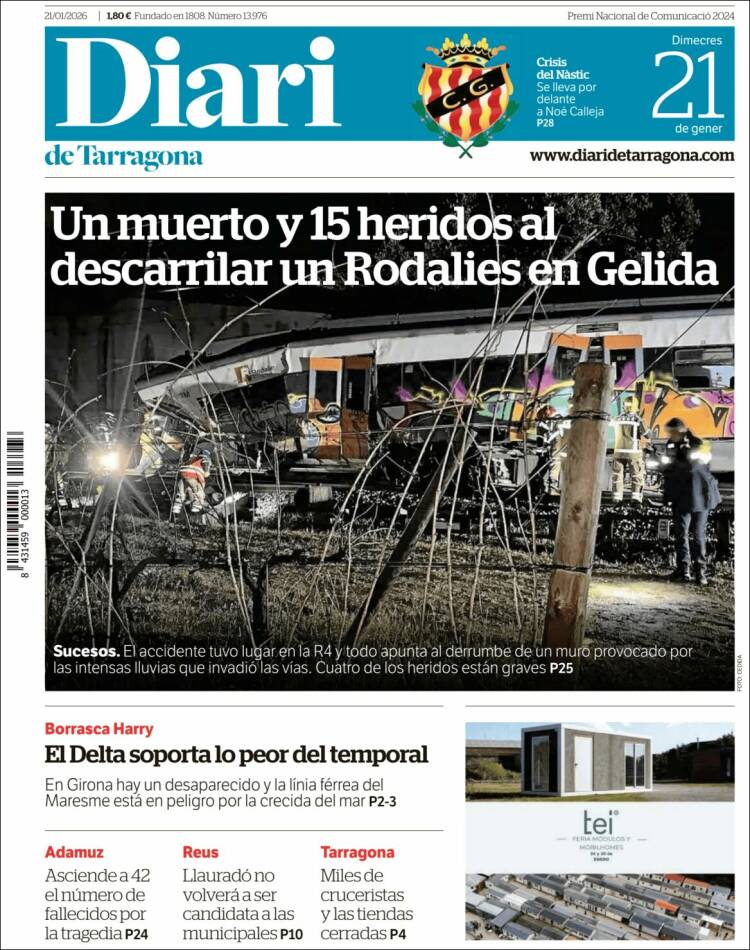 Portada de Diari de Tarragona (Espa&ntilde;a)