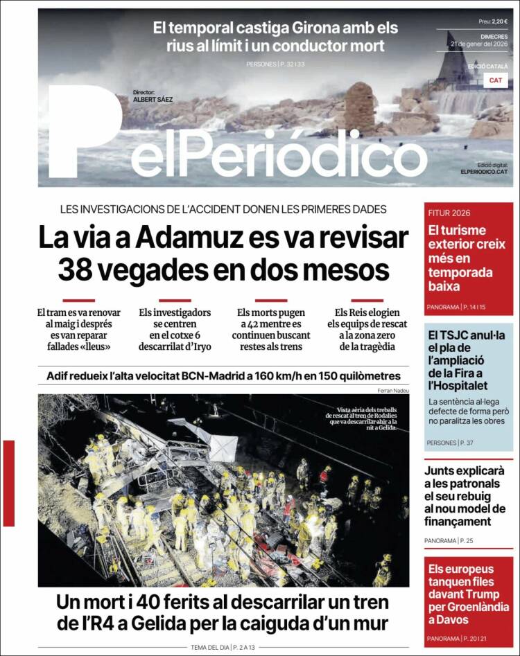 Portada de El Periódico de Catalunya (Espa&ntilde;a)