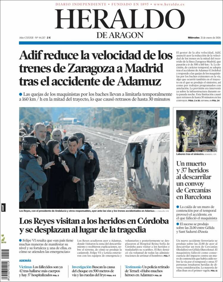 Portada de Heraldo de Aragón (Espa&ntilde;a)
