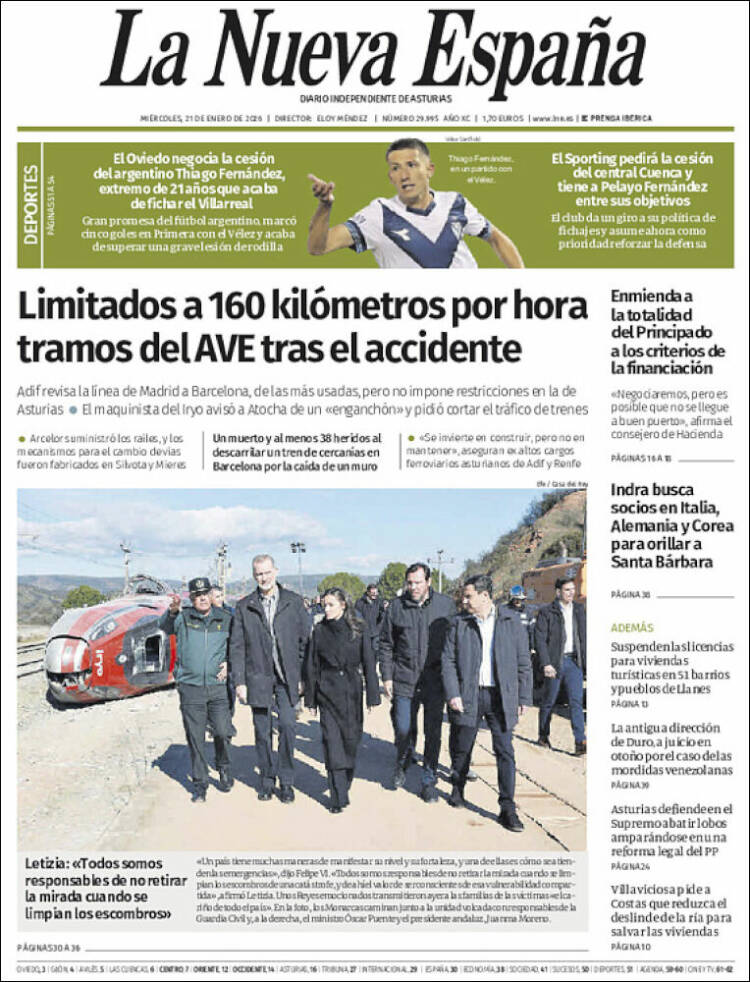 Portada de La Nueva España (Espa&ntilde;a)