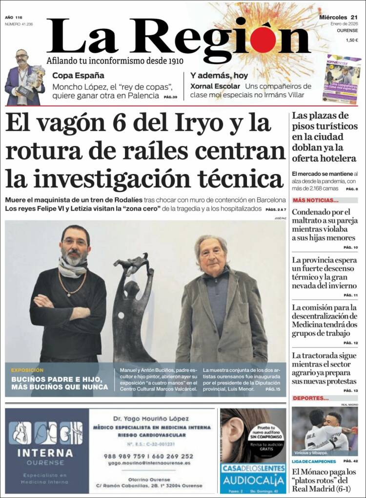 Portada de La Región de Ourense (Espa&ntilde;a)