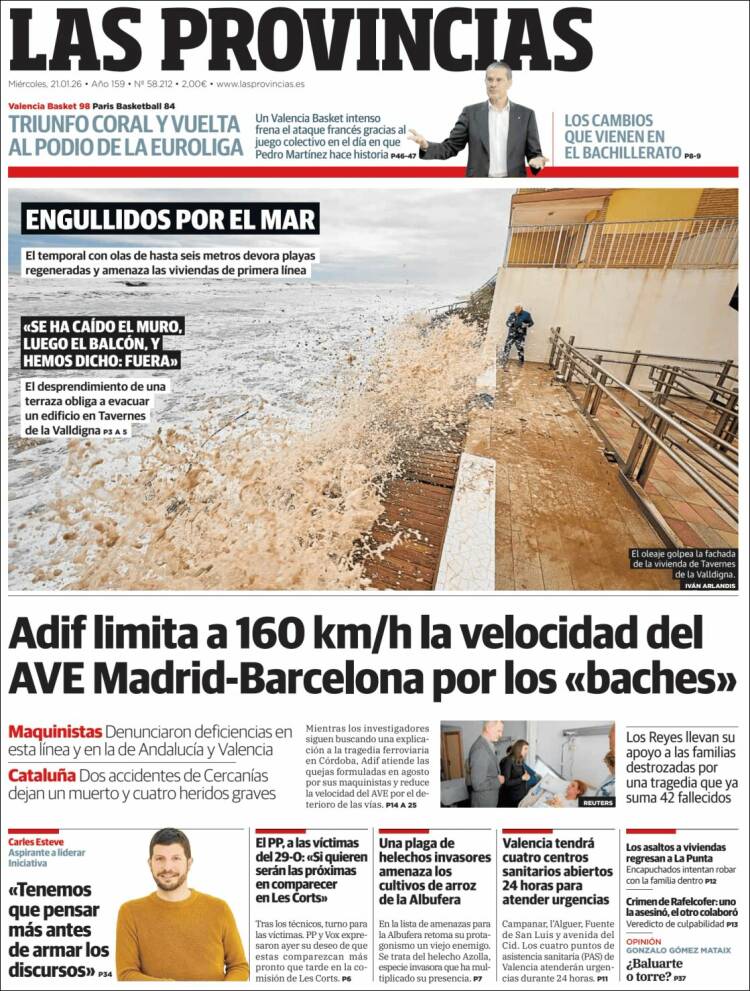 Portada de Las Provincias (Espa&ntilde;a)