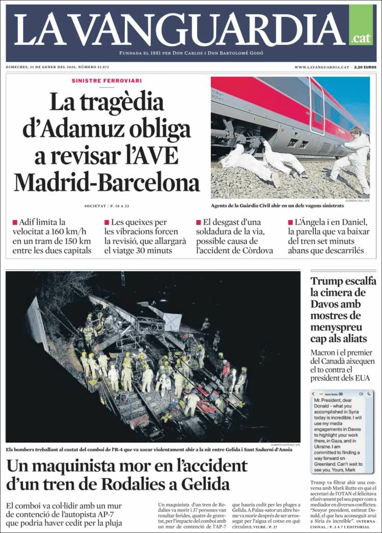 Portada de La Vanguardia (Espa&ntilde;a)