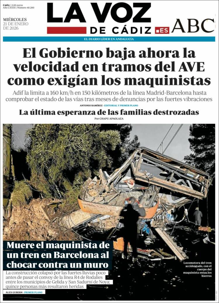 Portada de La Voz de Cádiz (Espa&ntilde;a)